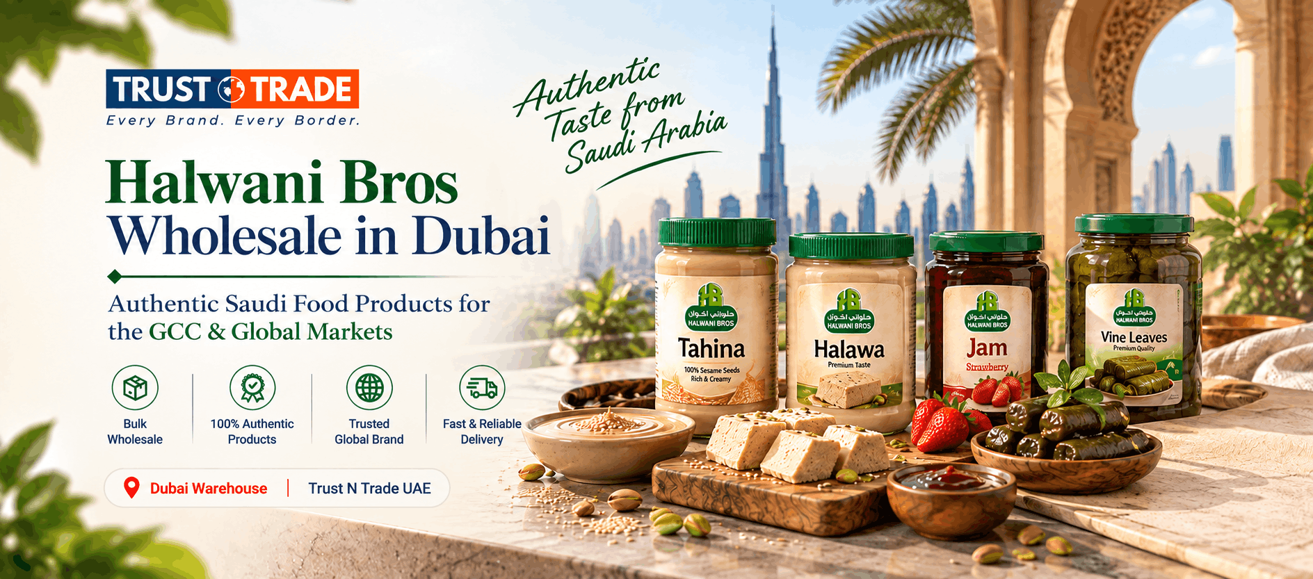 Halwani Bros tahini halwa jam and maamoul wholesale supply in Dubai — Trust N Trade UAE