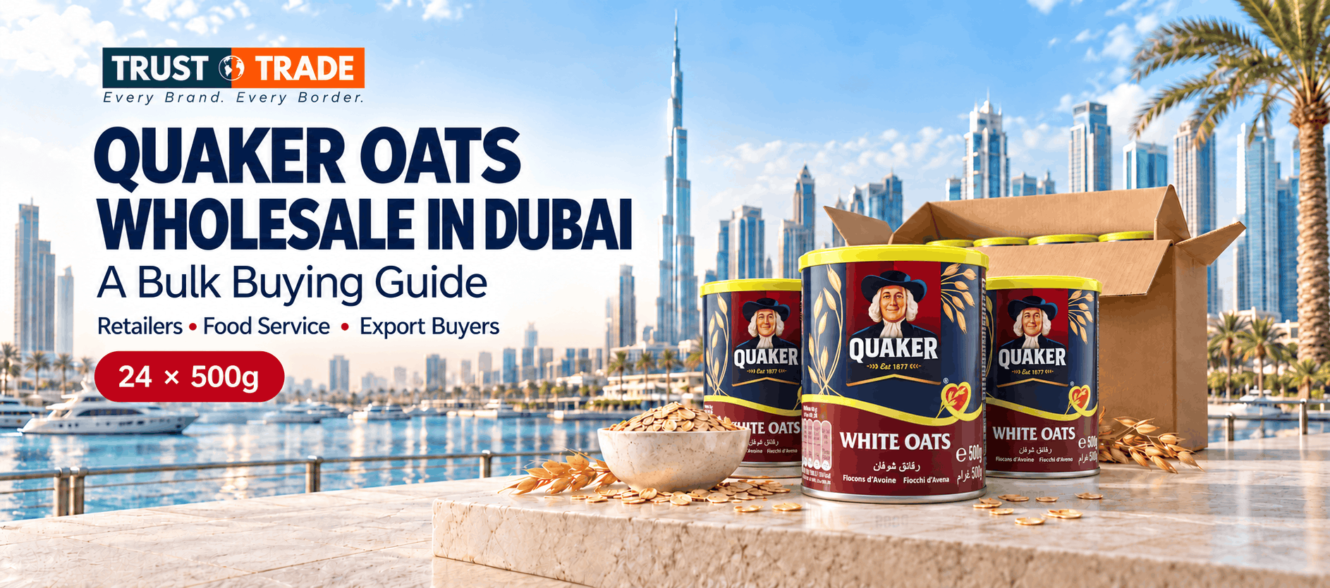 Quaker White Oats 500g packs for bulk wholesale enquiries in Dubai — Trust N Trade UAE